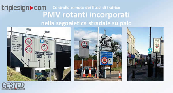 pannelli a messaggio variabile dentro i cartelli stradali